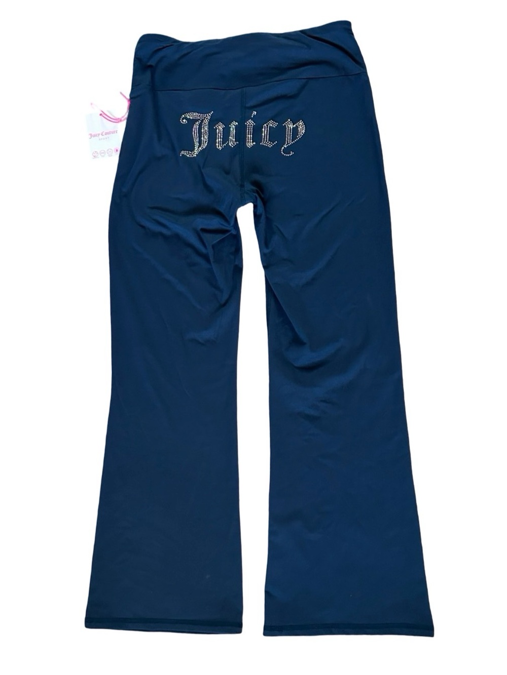 JUICY COUTURE REGAL BLUE BLING RHINESTONE BOOT CUT YOGA PANTS NWT